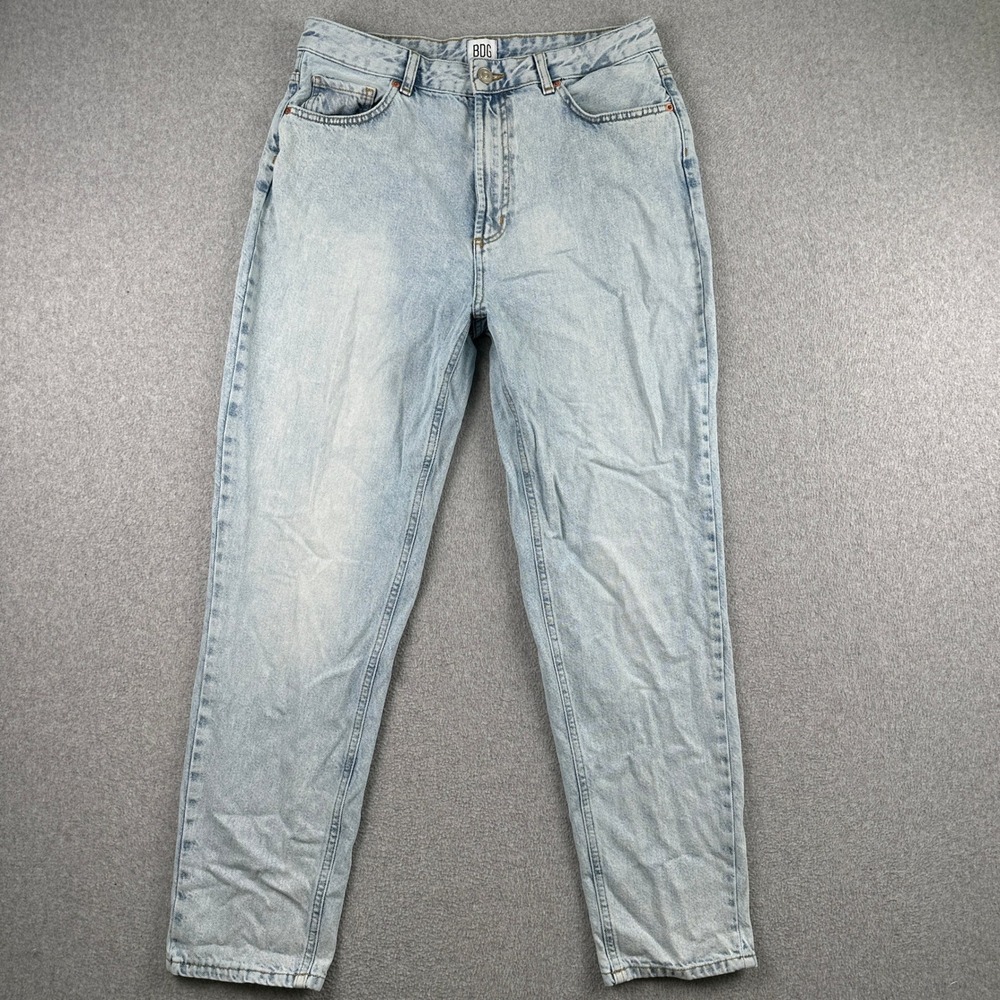 BDG Jeans Womens 31 Blue Mom High-Rise Light Wash Denim Cotton Casual Tapered